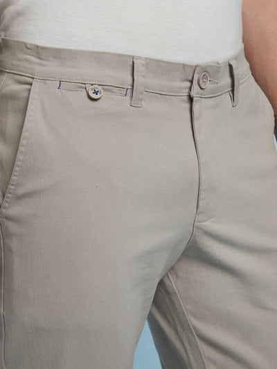Men Grey Solid Straight fit Chinos Trousers
