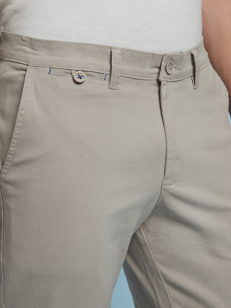 Men Grey Solid Straight fit Chinos Trousers
