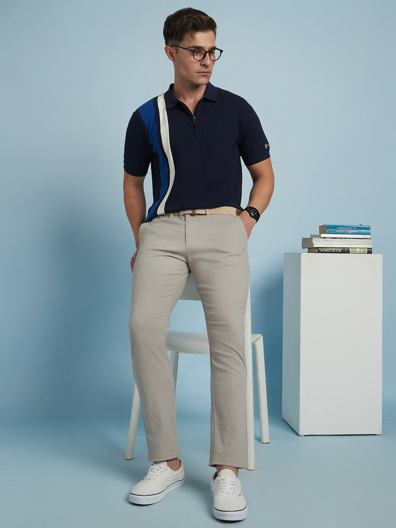 Men Grey Solid Straight fit Chinos Trousers