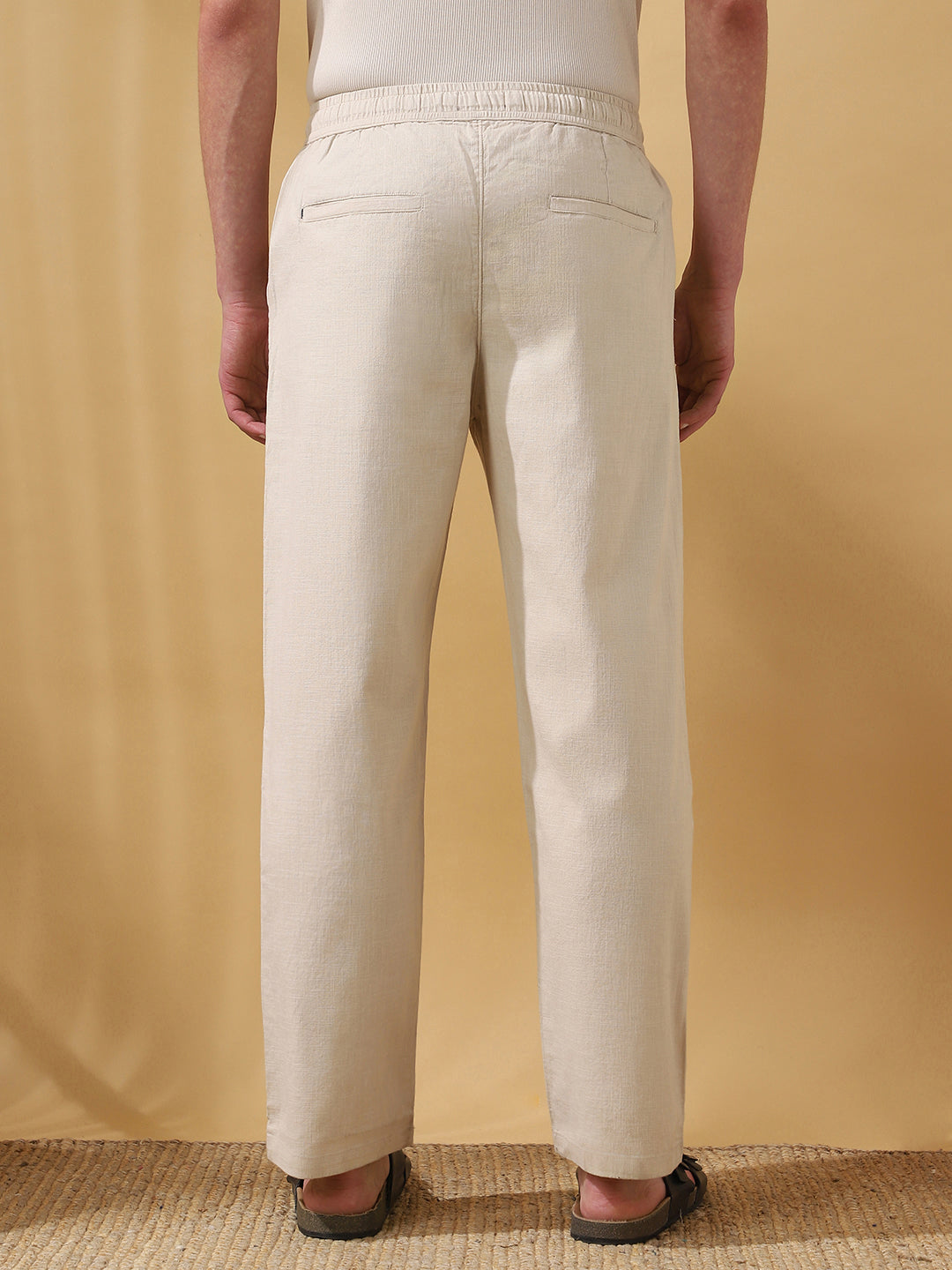 Men's Solid Straight Fit Regular Trousers
