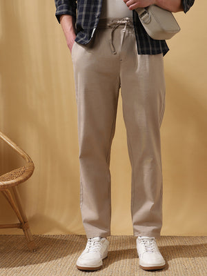 Men's Solid Straight Fit Regular Trousers