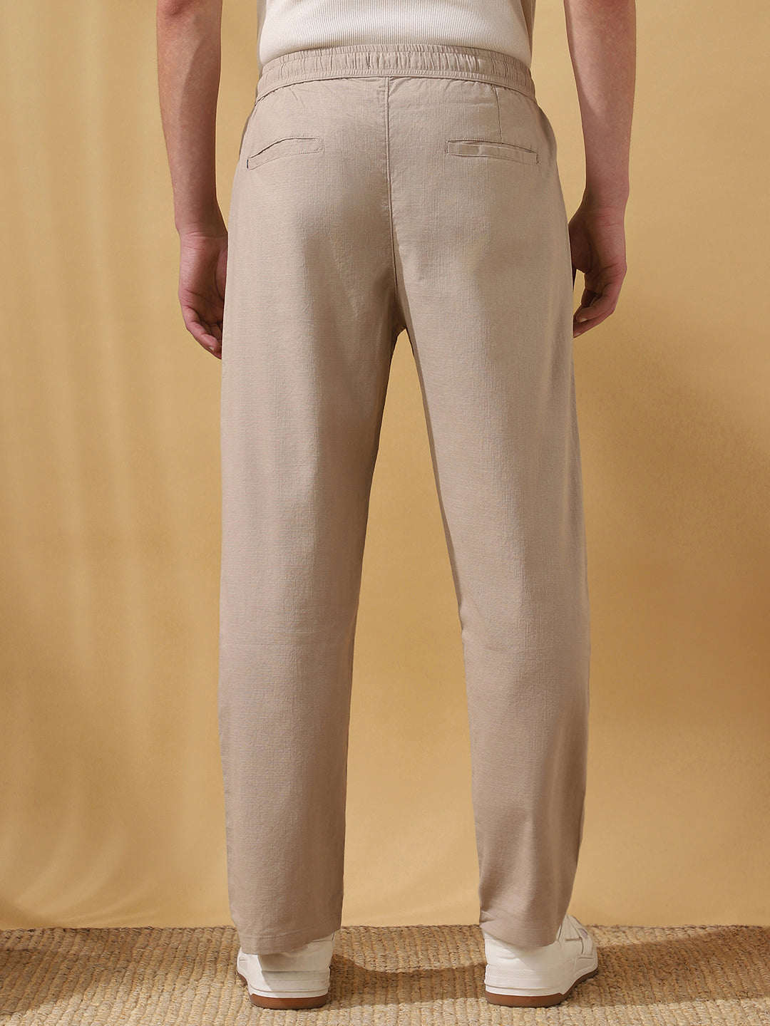 Men's Solid Straight Fit Regular Trousers