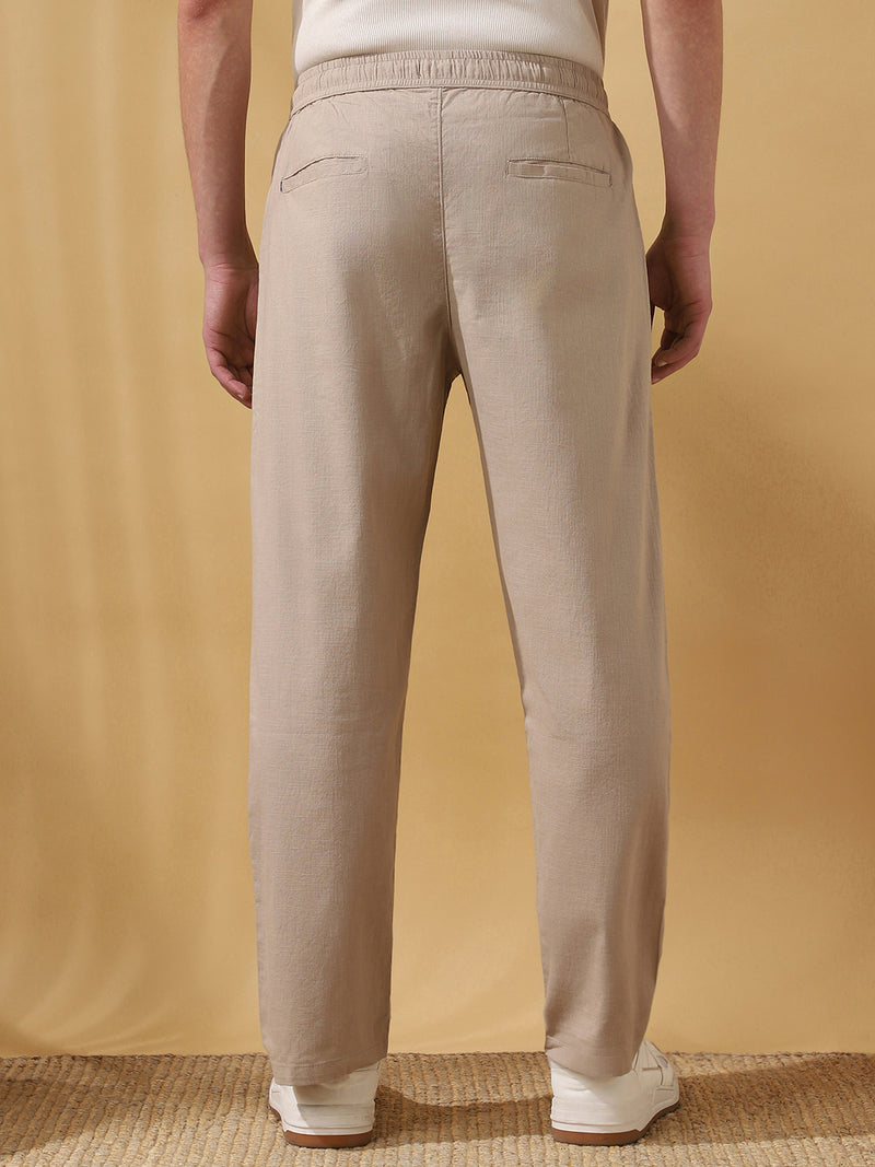 Men's Solid Straight Fit Regular Trousers