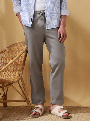 Men's Solid Straight Fit Regular Trousers