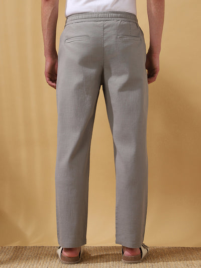 Men's Solid Straight Fit Regular Trousers