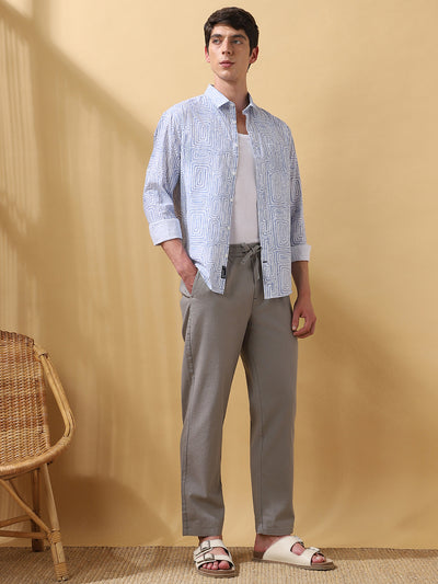 Men's Solid Straight Fit Regular Trousers