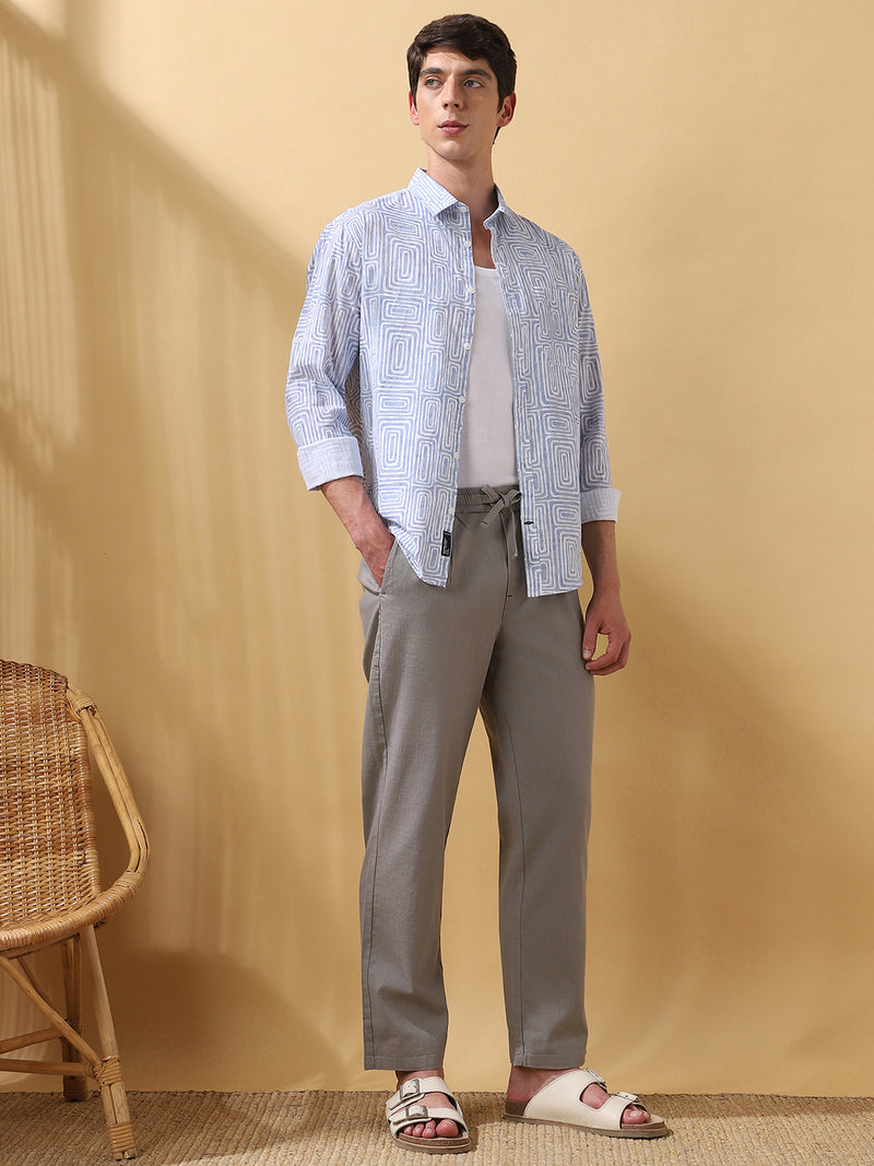 Men's Solid Straight Fit Regular Trousers