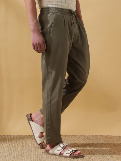 Men's Solid Straight Fit Regular Trousers