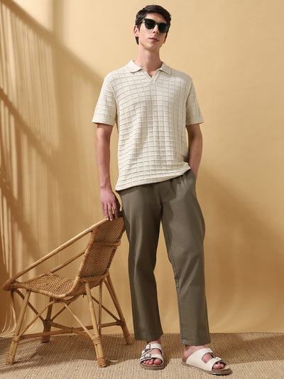 Men's Solid Straight Fit Regular Trousers