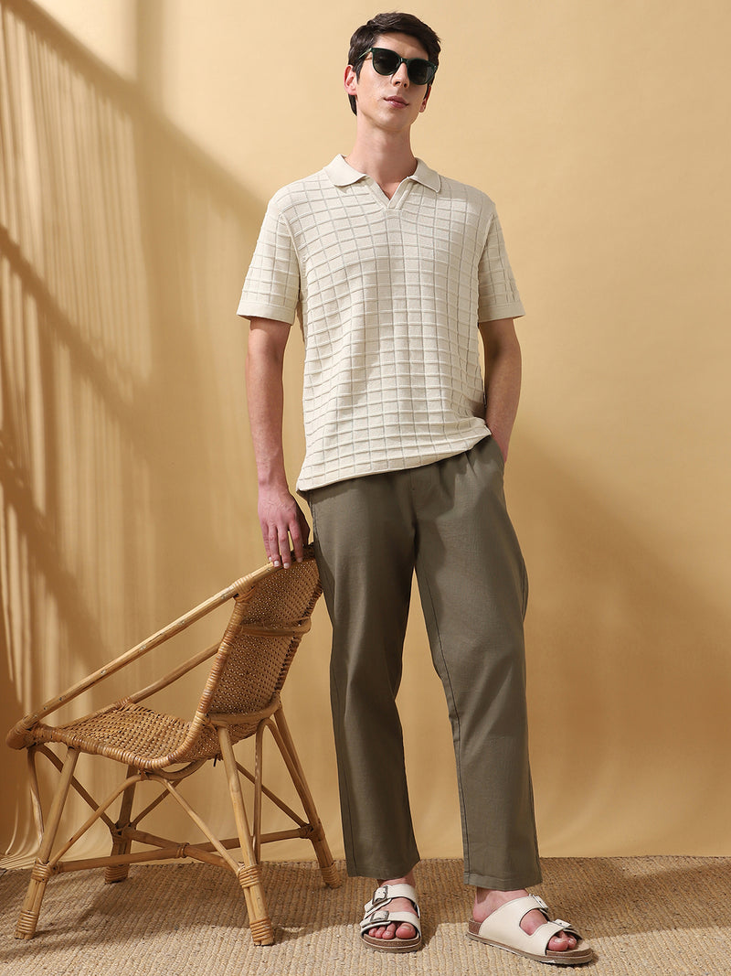 Men's Solid Straight Fit Regular Trousers
