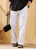Men White Striped Straight Fit Chinos Trousers