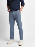 Dennis Lingo Men's Steel Blue Solid Casual Trousers