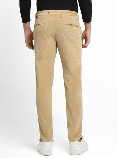 Men's Khaki Solid Casual Trouser
