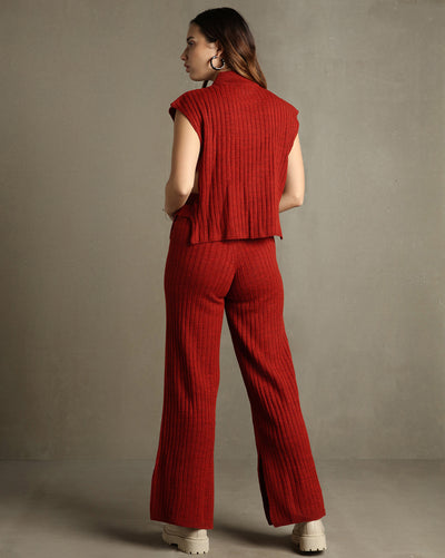 DL Woman Rust Textured Sleeveless Co-ord Set