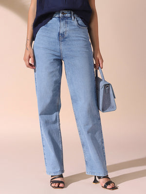 DL Woman Indigo Straight Fit High rise Stretchable Jeans