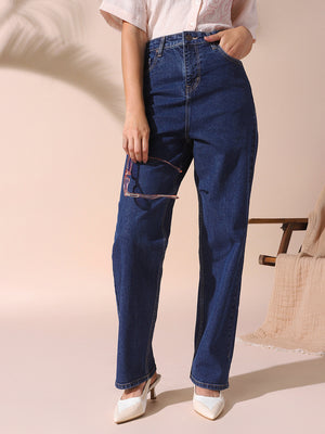 DL Woman Indigo Straight Fit High rise Stretchable Jeans