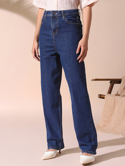 DL Woman Indigo Straight Fit High rise Stretchable Jeans