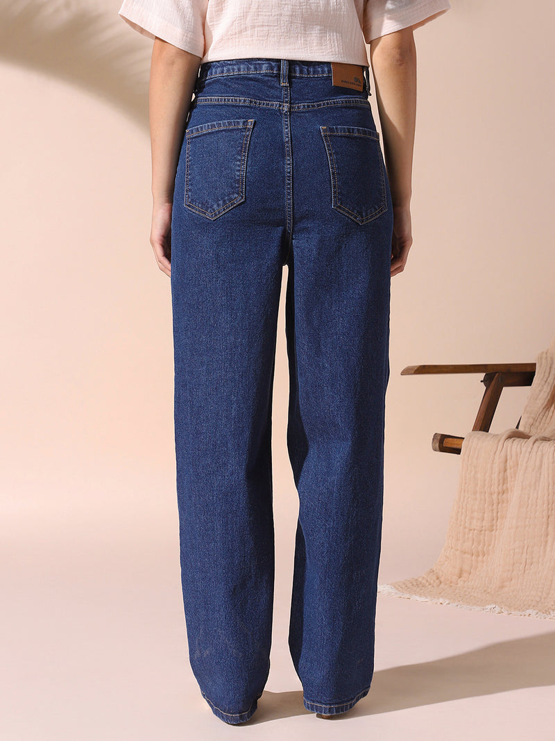 DL Woman Indigo Straight Fit High rise Stretchable Jeans