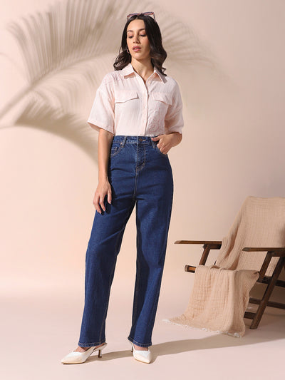 DL Woman Indigo Straight Fit High rise Stretchable Jeans