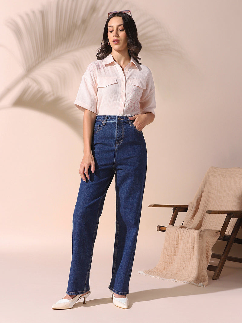 DL Woman Indigo Straight Fit High rise Stretchable Jeans