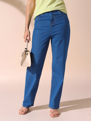 DL Woman Indigo Straight Fit High rise Stretchable Jeans