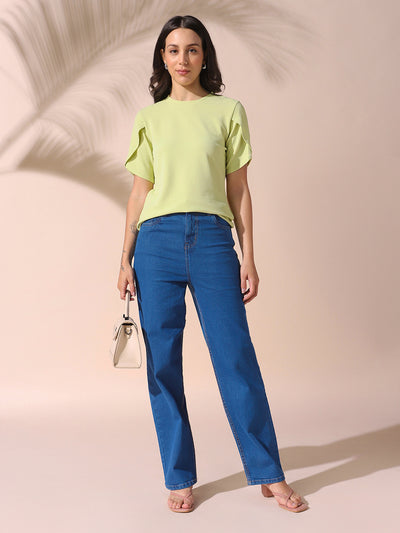 DL Woman Indigo Straight Fit High rise Stretchable Jeans