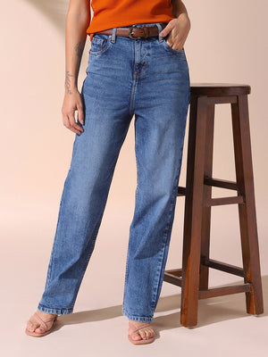 DL Woman Solid Relaxed Fit High Rise Jeans