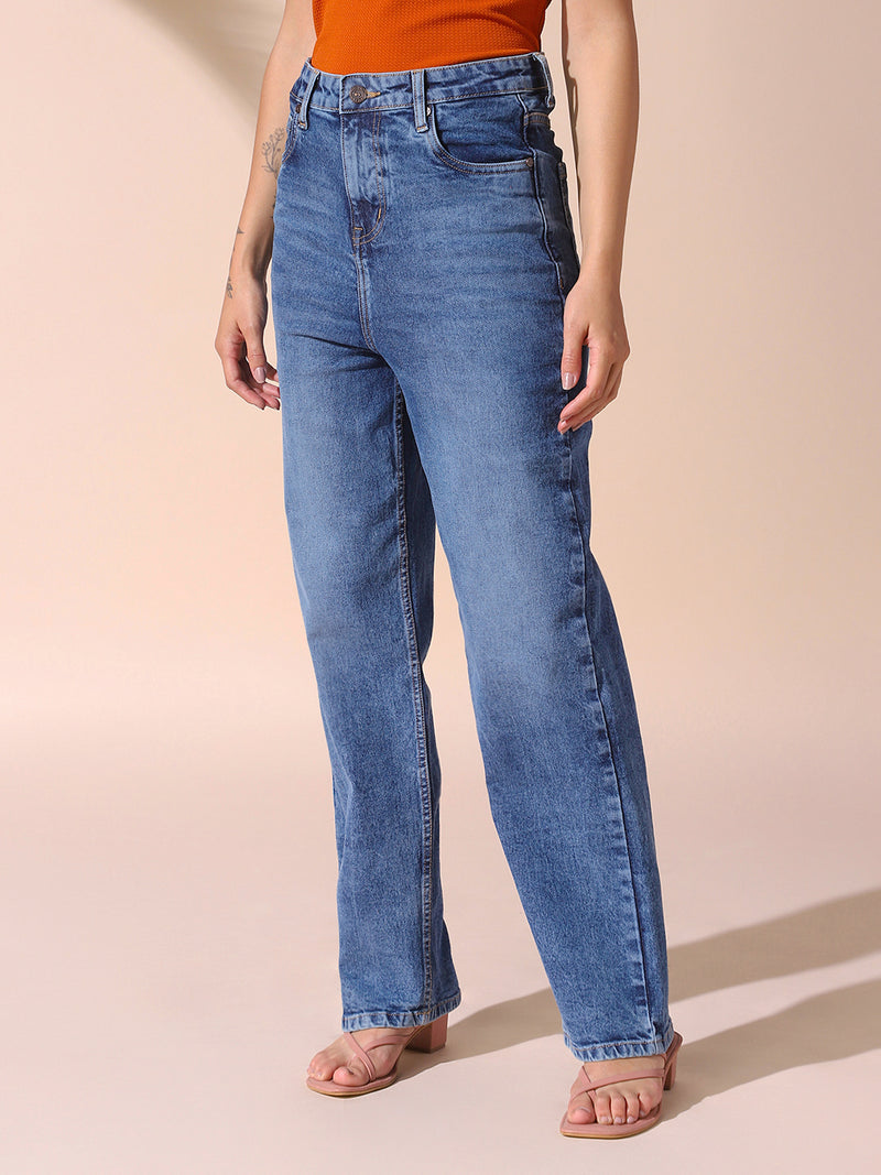 DL Woman Solid Relaxed Fit High Rise Jeans