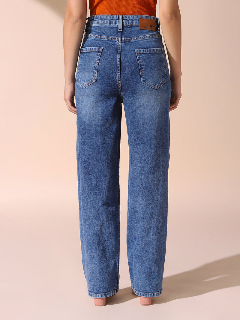 DL Woman Solid Relaxed Fit High Rise Jeans
