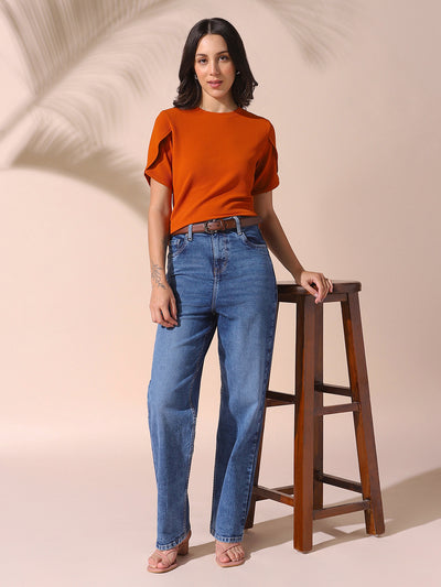 DL Woman Solid Relaxed Fit High Rise Jeans
