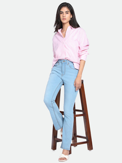 DL Woman Bootcut High-Rise Clean Look Light Fade Stretchable Jeans