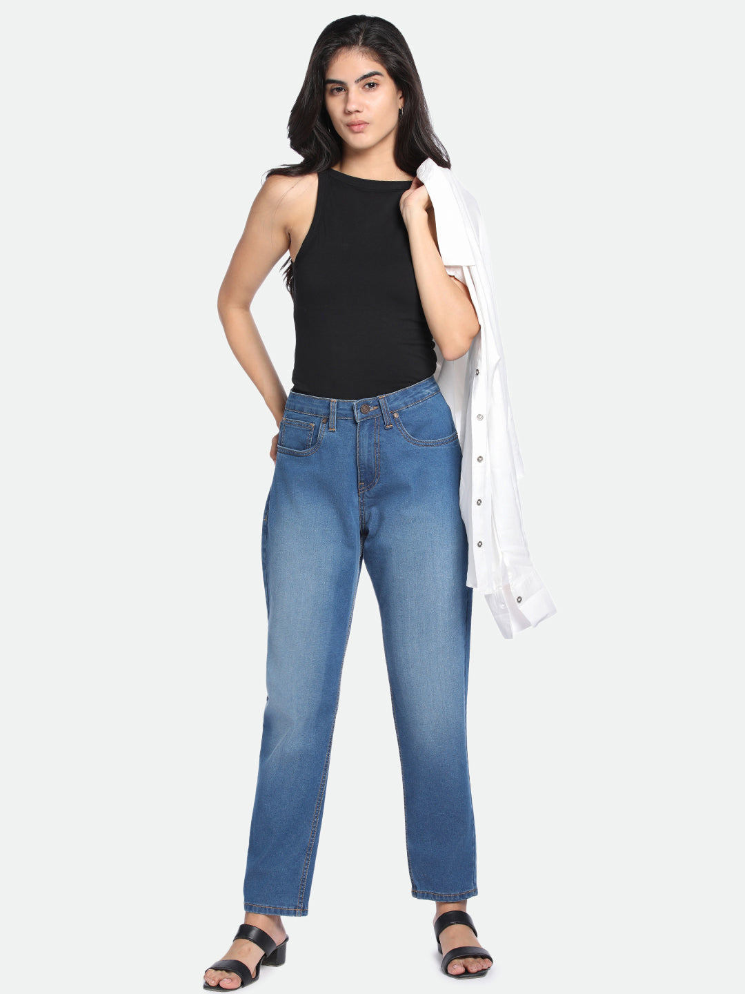 DL Woman Indigo Mom Fit High Rise Jeans