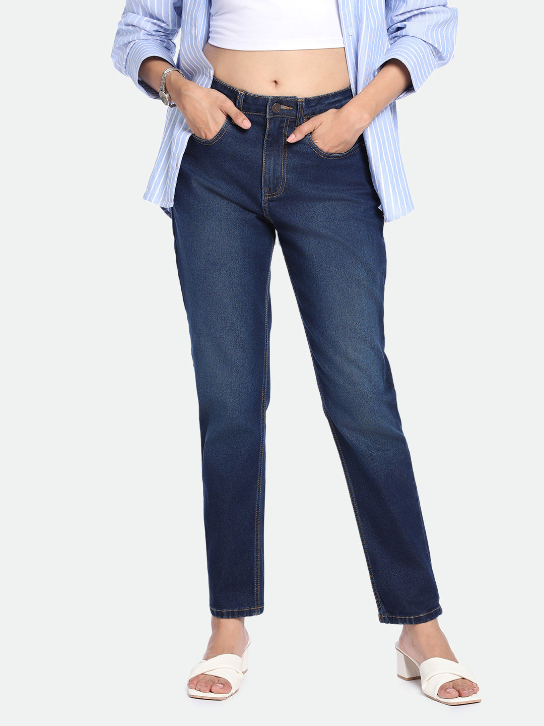 DL Woman Mom Fit High-Rise Light Fade Stretchable Jeans