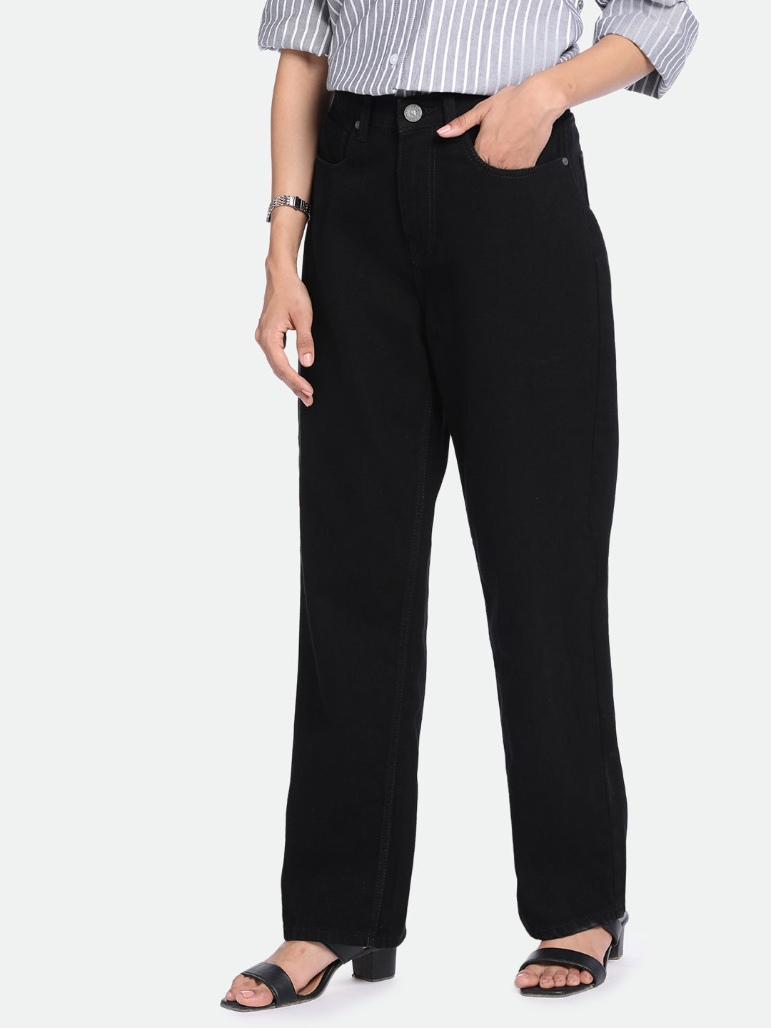 DL Woman Relaxed Fit High-Rise Clean Look Pure Cotton Jeans