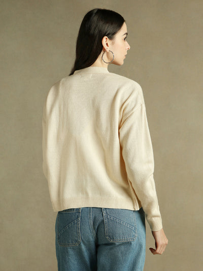 DL Woman V- Neck Solid Cardigan Sweater