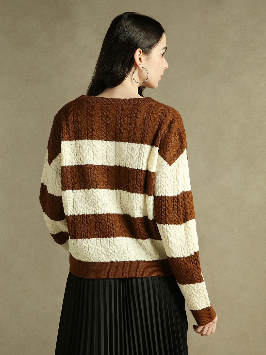 V- Neck Striped Pullover Sweater