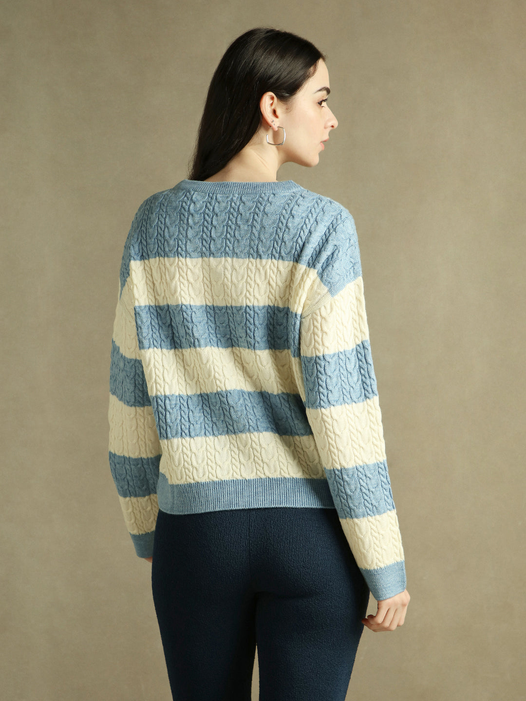 V- Neck Striped Pullover Sweater