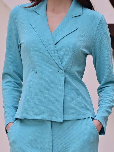 DL Woman Solid Blazer and Trousers Co-ords Set