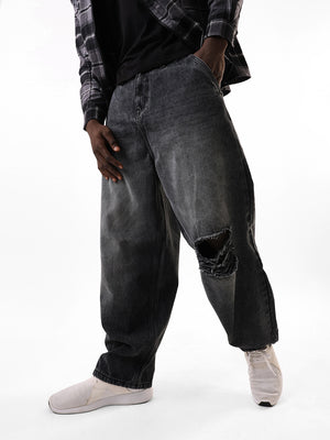 Men Comfort Straight Fit Mid-Rise Highly Distressed Light Fade Jeans - Hubberholme x Dennis Lingo