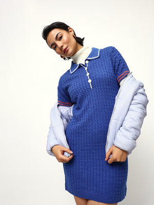 Solid Half Sleeves Spread Collar Shirt Dress