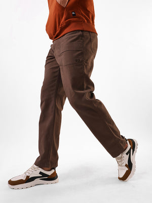 Men's Solid Cotton Relaxed Fit Mid-Rise Cargo Trousers