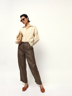 Striped Spread Collar Oversized Cotton Casual Shirt