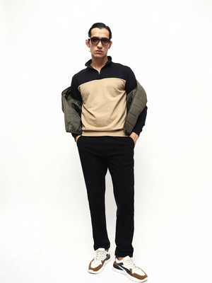 Mens Long-Sleeve Sweatshirt - Lightweight Casual Winterwear  (Khaki)