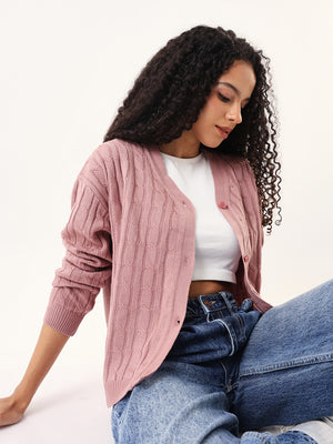 DL Woman V- Neck Solid Cardigan Sweater