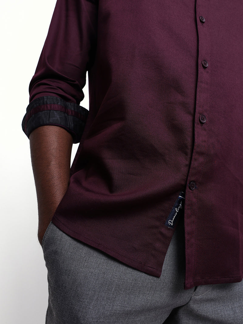 Men's Solid Spread Collar Full Sleeves Regular Fit Casual Shirt