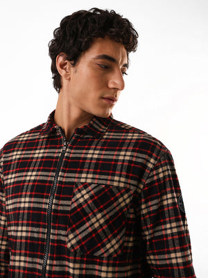 Men's Flannel Checks Spread Collar Relaxed Fit Casual Shirt