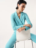 DL Woman Solid Blazer and Trousers Co-ords Set
