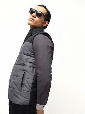 Mens Sleeveless Jacket - Lightweight Casual Winterwear  (Dark Grey)