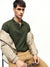 Men's Olive Polo Collar Full Sleeves Sweatshirt