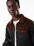 Men's Black & Brown Colourblocked Spread Collar Full Sleeves Puffer Jacket